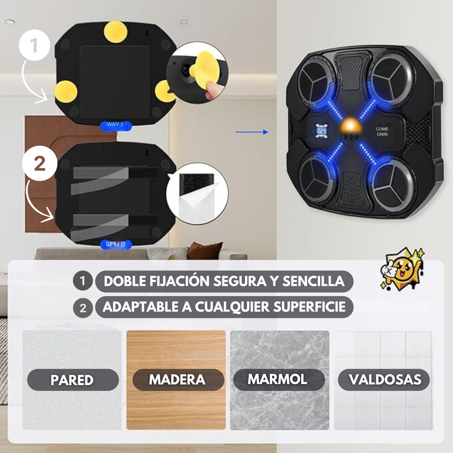 MÁQUINA DE ENTRENAMIENTO BOXEO CON BLUETOOTH + GUANTES DE REGALO